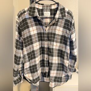 American Eagle Outfitters Checkered Shirt in Black, White, and Orange